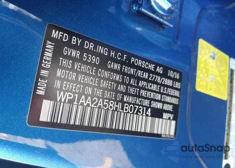 2017 Porsche Macan z USA, uszkodzony, nr VIN WP1AA2A58HLB07314